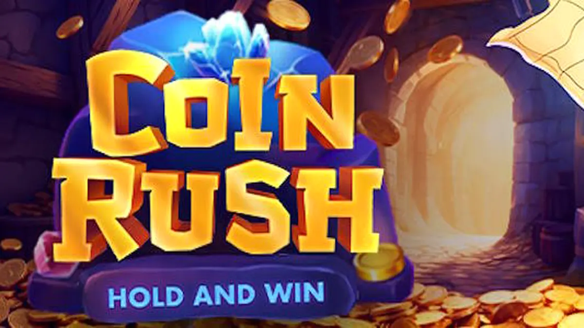 Tampilan visual slot Coin Rush dengan tema koin emas dan mekanisme 3x3 yang dinamis.